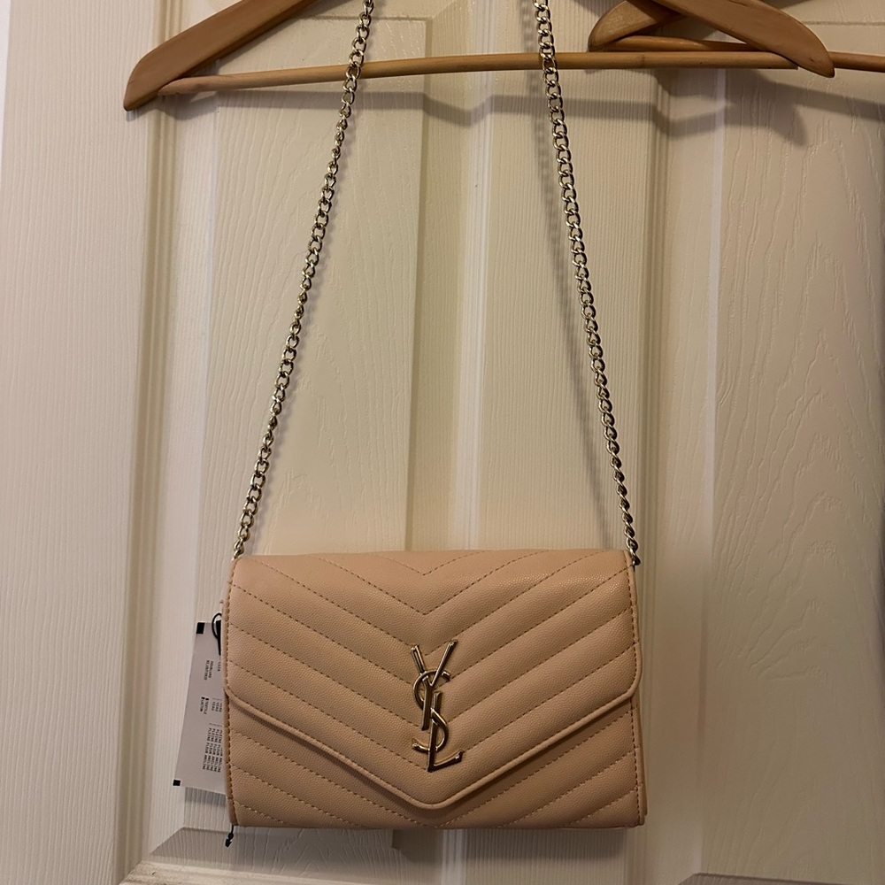 Beige Quilted Chain Bag